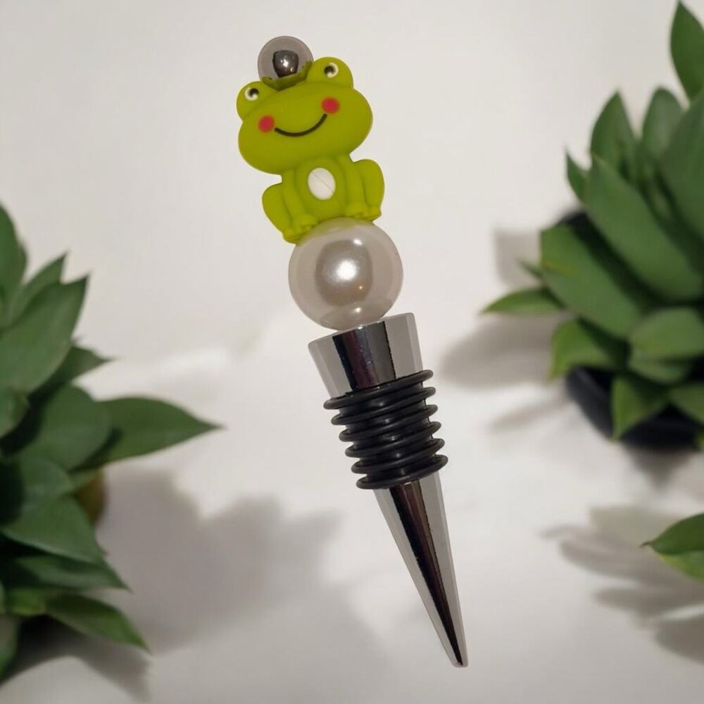 Frog Beaded Wine Bottle Stopper